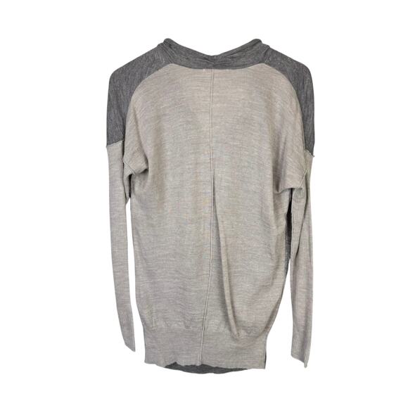 Rebecca Taylor Two Tone Gray Alpaca Wool Blend Cowl Neck Long Sleeve Sweater - Picture 9 of 12